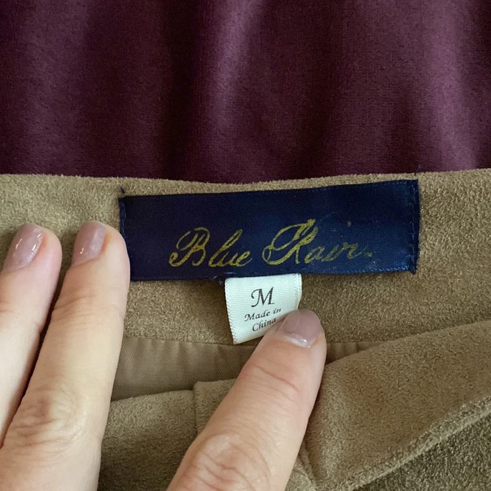 Blue Rain Vegan Suede Lined Scalloped Tan Mini Skirt